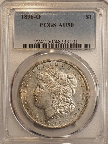 1896 O モーガン シルバー ダラー ** PCGS AU50 良好 ** 送料無料 9101