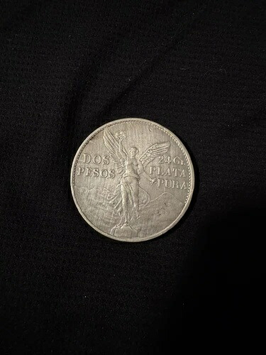 1921年メキシコ銀貨ドス・ペソ 有翼の勝利