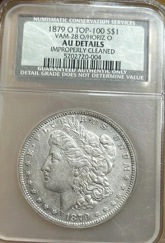 1879-O モーガン シルバー ダラー トップ 100 VAM 28 O/O 水平 O AU 詳細 $1