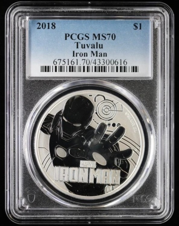 2018年ツバル アイアンマン 1オンス シルバードルコイン PCGS MS 70 | マーベル アベンジャーズ スターク｜WORLD RESOURCE【KING店】