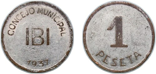 1937年イビ市 1ペセタ ニッケル銀貨 XF｜WORLD RESOURCE【KING店】