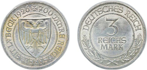 ドイツ 1926 A 3 ライヒスマルク 銀貨 500 AU｜WORLD RESOURCE【KING店】