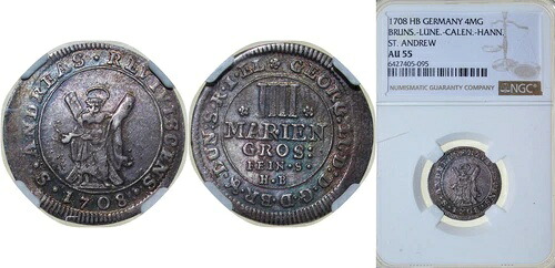 ドイツ 1708 HB 4 マリエングロシェン シルバー NGC AU 55｜WORLD RESOURCE【KING店】