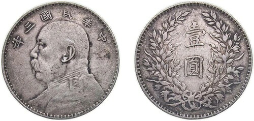 中国Y3 1914年三國民華中 1ドルシルバー 890 VF｜WORLD RESOURCE【KING店】