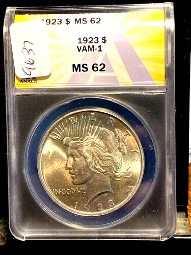 #A9637 ピースシルバーダラー ANACS MS 62 1923P Vam 1｜WORLD RESOURCE【KING店】