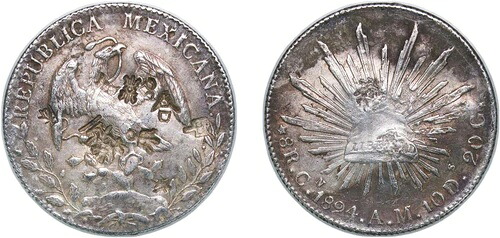 メキシコ 1894 CN AM 8レアル 銀貨 903 XF｜WORLD RESOURCE【KING店】