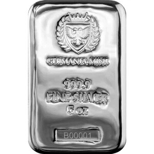 5オンス ゲルマニアミント鋳造シルバーバー（新品）｜WORLD RESOURCE【KING店】