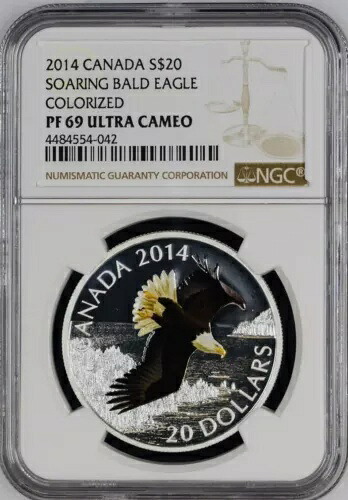 2014年 ソアリングイーグル カナダ .999 シルバー 1オンス NGC PF69 カラーライズ $20 レア！ POP 8｜WORLD RESOURCE【KING店】