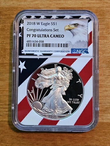 2018-W シルバーイーグル コングラチュレーションセット NGC PF70 ウルトラカメオ - フラッグコア｜WORLD RESOURCE【KING店】