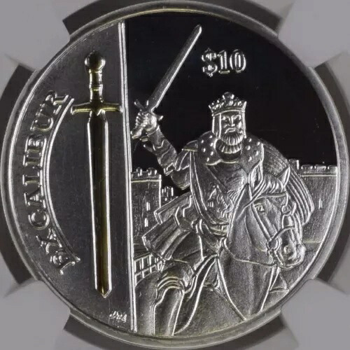イギリス領ヴァージン諸島。2013年、10ドル、銀貨 - NGC PF68 - エクスカリバー、アーサー｜WORLD RESOURCE【KING店】