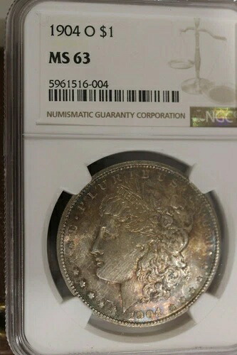1904年 O モーガン シルバードル NGC MS63**レインボートーン**表裏 b112.3｜WORLD RESOURCE【KING店】