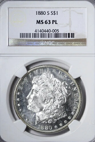 BU 1880-S モルガン銀貨 NGC MS63 PL プルーフライク 非常に派手な QQCHM