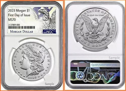 2023 P MS70 FDI モルガン シルバードル NGC MS70 発行初日 スペシャルラベル 105,875円