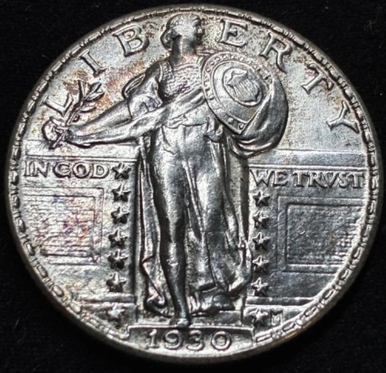 1930年 スタンディング・リバティ 25セント 輝けるコイン！ 素晴らしい光沢、素晴らしい発色！ UNC++++