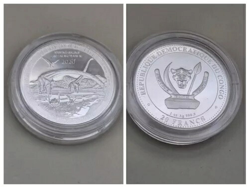 希少 2020年 マメンチサウルス レプ コンゴ 先史時代の生物 1オンス .9999 純銀貨｜WORLD RESOURCE【KING店】