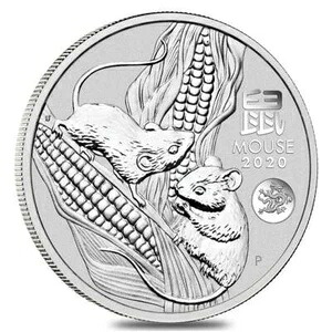 2020年 1ドル 旧暦 鼠龍年 1オンス 銀貨 パース造幣局