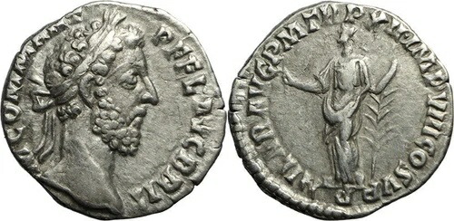 古代ローマのコモドゥス AR デナリウス銀貨 - Hilaritas