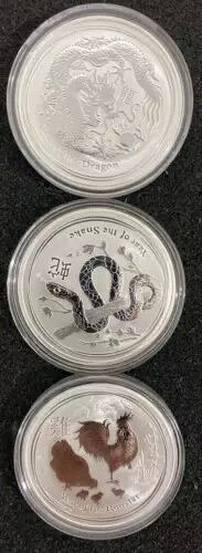 オーストラリア旧暦シリーズ II 銀貨：龍、蛇、馬、鶏の 4 枚のコイン｜WORLD RESOURCE【KING店】