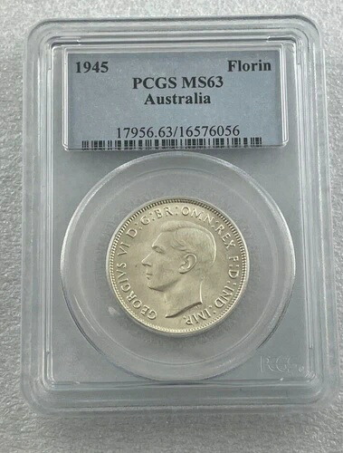 1945 年オーストラリア銀貨ミント ステート フローリン PCGS MS63 - あなたのセットにぴったりの素敵なコインです!