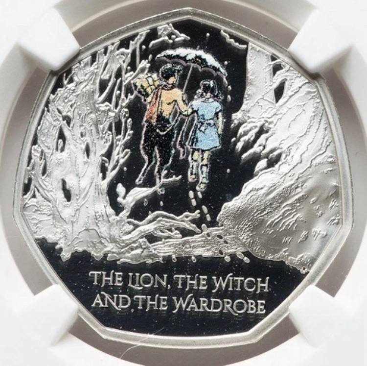 NGC PF70 ナルニア国物語 ライオンと魔女とワードローブ 2023年 イギリス CSルイス 純銀貨画像