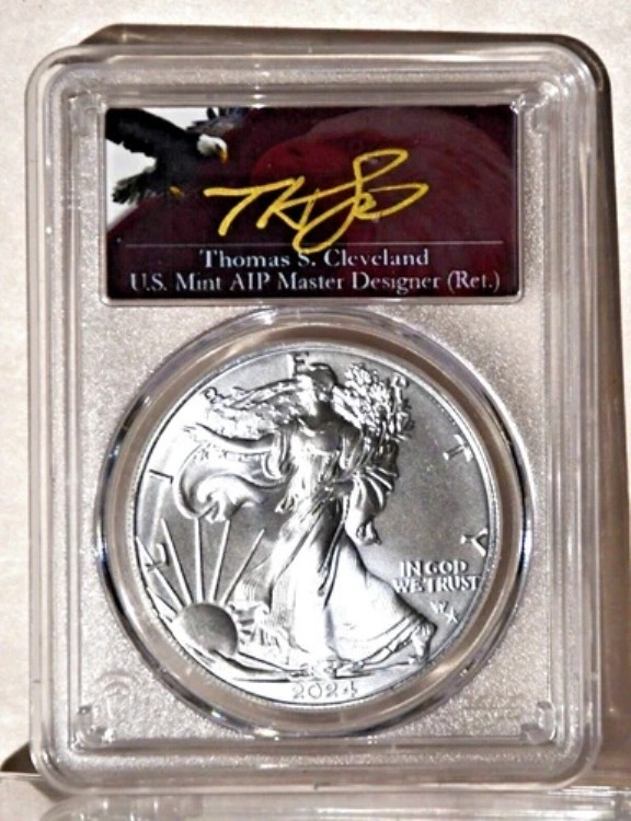 2024年 Pスター プリヴィ シルバー イーグル PCGS MS70 FDOI トーマス・クリーブランド 初日サイン入り|WORLD RESOURCE【KING店】