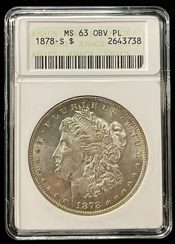 1878-S モルガン銀貨 ANACS MS63 PL セット「オールドソープボックスホルダー」-(bin4115A)|WORLD RESOURCE【KING店】