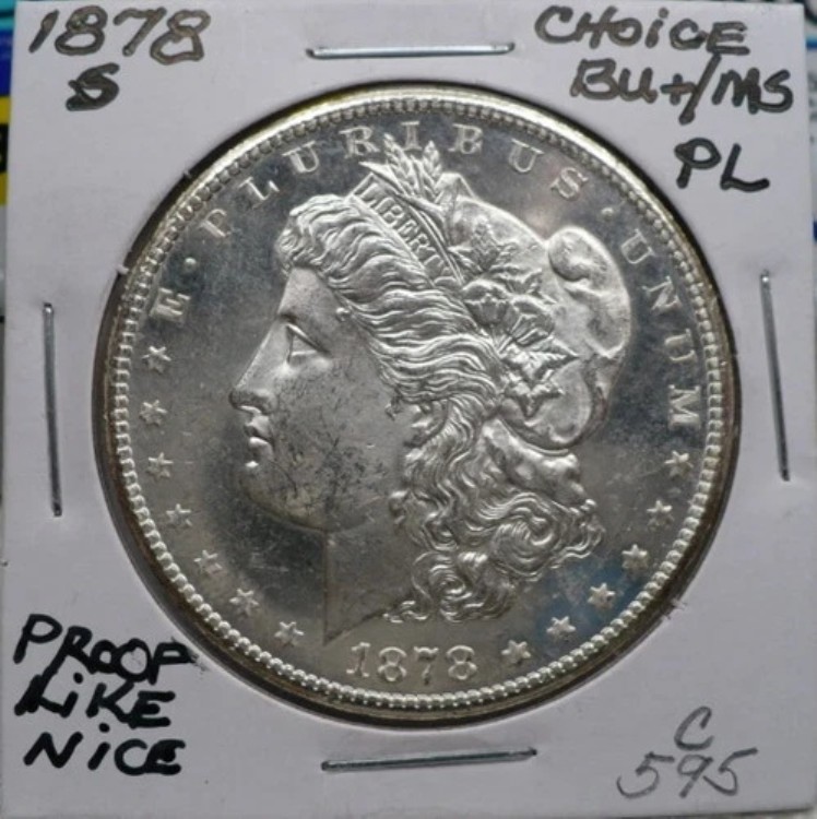 1878-S 1ドル モルガン銀貨、CH BU+/MS、プルーフ状、NICE+、白 C595｜WORLD RESOURCE【KING店】