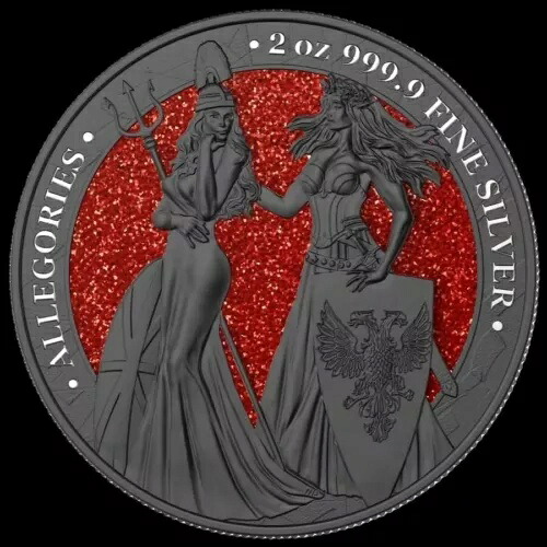 2019年 ブリタニア・ゲルマニア 2オンス .999 シルバーコイン（ルテニウム＆レッドダイヤモンドダスト入り）｜WORLD RESOURCE【KING店】