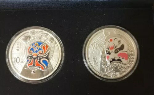 2011年 中国 10元 北京オペラ フェイシャルマスク (2) 各1オンス シルバー 2枚セット (102 103,400円