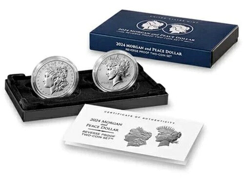 2024 S リバースプルーフ $1 モルガン＆ピース シルバーダラー 2枚セット OGP付き｜WORLD RESOURCE【KING店】