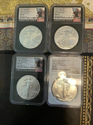2021 グレード NGC シルバー イーグル 4 枚セット T-2。|WORLD RESOURCE【KING店】