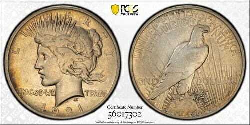 1921年 ハイレリーフ ピースシルバードル PCGS VF30 #7302｜WORLD RESOURCE【KING店】