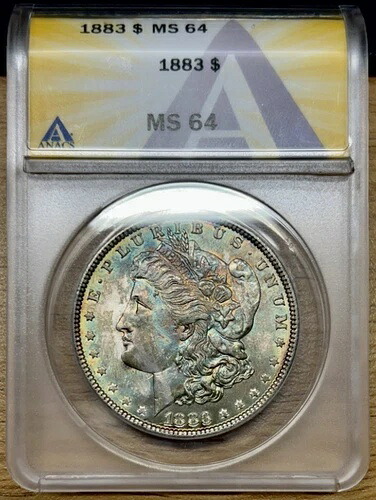 1883年 ANACS MS64 モルガン銀貨 1ドル - カラフルトーン|WORLD RESOURCE【KING店】