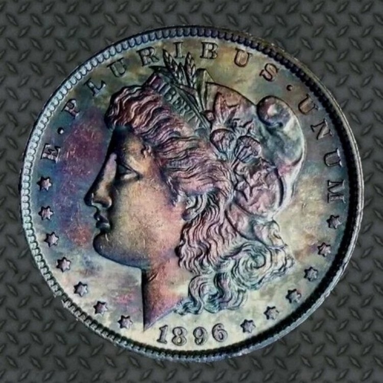 1896年 モルガン銀貨 ? 高級コイン ? 優美なマルチカラーレインボートーン|WORLD RESOURCE【KING店】
