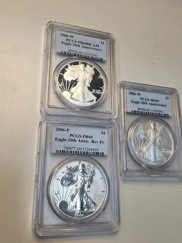 2006年 P リバース プルーフ シルバー イーグル PCGS PR69 W MS69 3枚セット 20周年記念｜WORLD RESOURCE【KING店】
