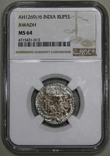 インド シルバー ルピー アワド AH1269 6 アンティークコイン NGC MS 64 ワジド アリ|WORLD RESOURCE【KING店】