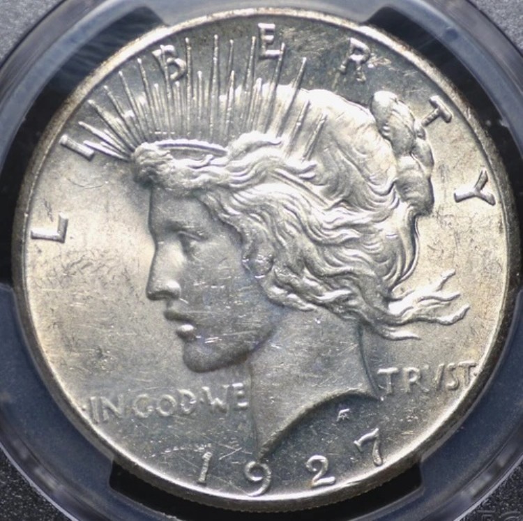 1927年ピースドル PCGS MS 62 銀白色、無数の