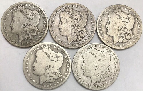 1894-O モルガン銀貨 5枚セット G-VG 詳細|WORLD RESOURCE【KING店】