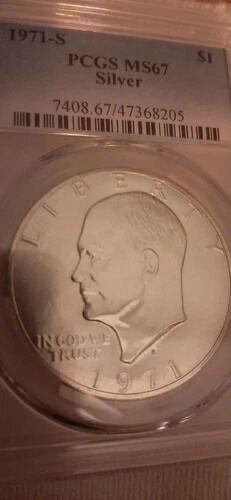 1971年 S シルバー アイゼンハワー ドル PCGS MS67、送料無料、PCGS 定価 $285、セール価格 $235.00