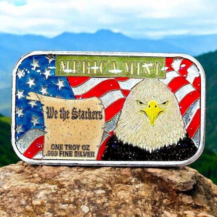 Merica Mint - 「We the Stackers」 - 1 オンス .999 ファインエナメルグリッターシルバーバー #32|WORLD RESOURCE【KING店】