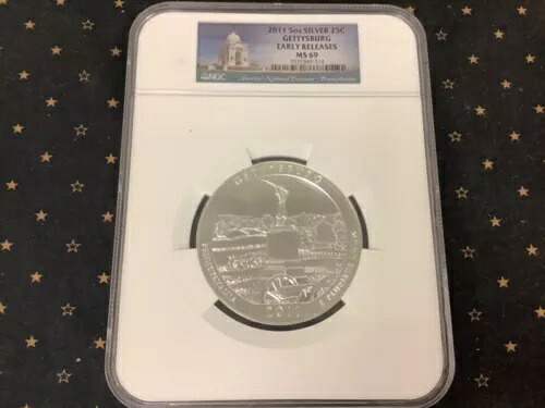 2011年 25セント ゲティスバーグ国立公園 ATB 5オンス シルバー NGC MS69 アーリーリリース