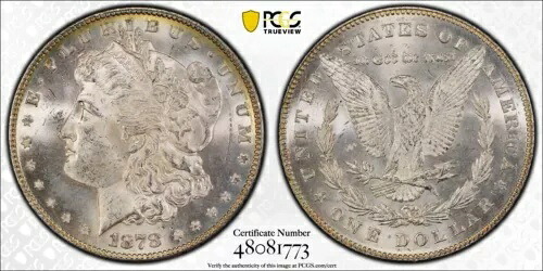 1878年 7TF テールフェザー、Rev. 1878 モルガン銀貨、PCGS MS63 TrueView C7422|WORLD RESOURCE【KING店】