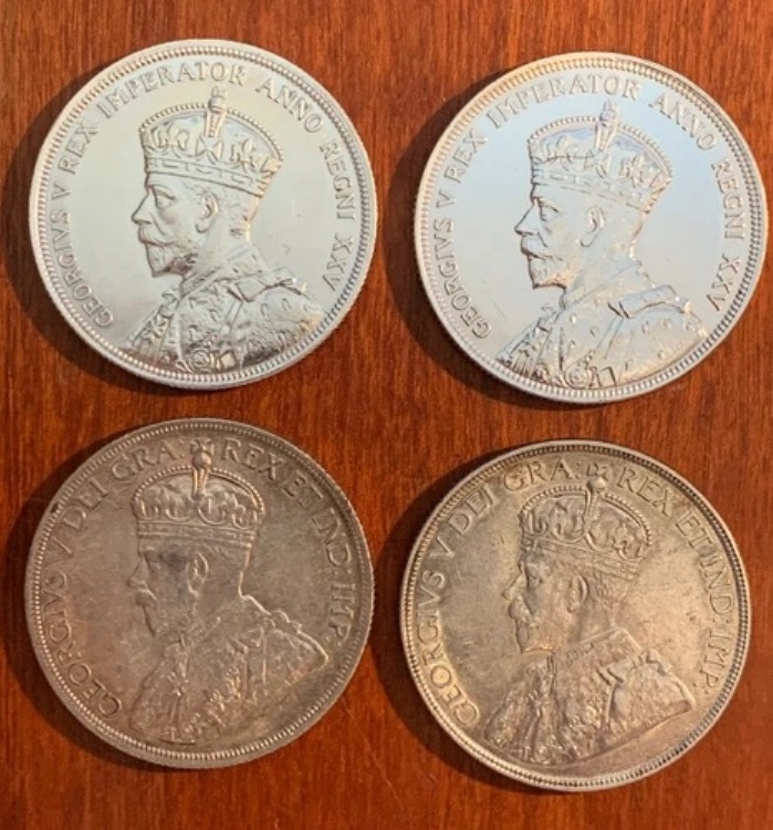 カナダ ジョージ5世 1935年、1936年 1ドル銀貨 XF~未流通ロット(4枚)|WORLD RESOURCE【KING店】