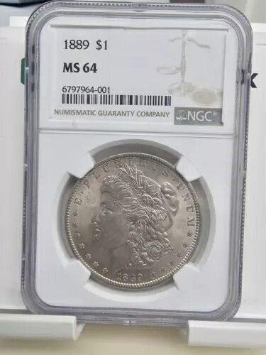 \u003d+1889 1ドルモルガン銀貨 NGC MS64 - #452