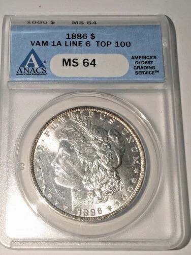 1886年 $1 PCGS MS 64 VAM-1A ラインイン6 ~ トップ100 モルガン・ダラー・バラエティ|WORLD RESOURCE【KING店】