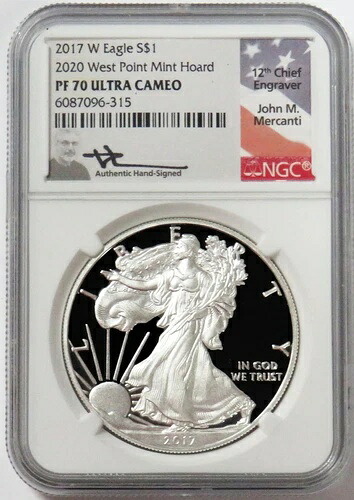 2017 W シルバー アメリカンイーグル プルーフ 1オンス マーカンティ サイン入りコイン NGC PF 70 UC