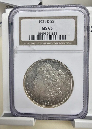 \u003d+1921 D S$1 モルガン銀貨 NGC MS 63 - #454 103,950円
