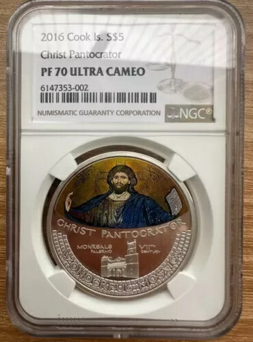 NGC PF70 クック諸島 2016年 キリスト・パントクラトール銀貨 1オンス 5ドル