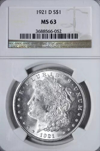 BU 1921-D モルガン銀貨 NGC MS63 ブラストホワイト！WVCHK 102,850円
