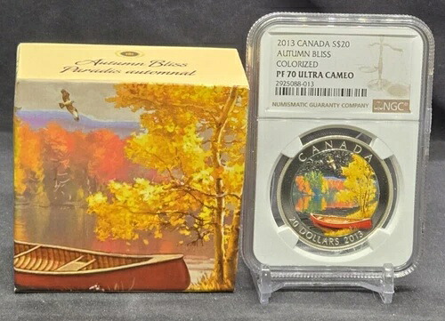 2013年 カナダ 20ドル - オータムブリス - NGC PF70 UC - /w OGP - .999 カラーシルバーコイン
